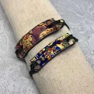 Artisan murano style art glass boho festival bracelets small wrists.